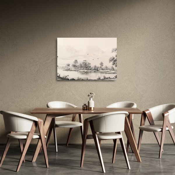 Tablou pe sticlă - Vintage peisaj desen peisaj (70x50 cm)