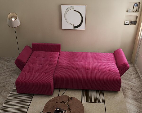 Colțar extensibil dumonde cu ladă de depozitare Berlin XL Zoom Red 350x185 cm