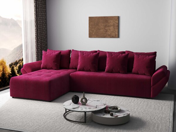 Colțar extensibil dumonde cu ladă de depozitare Berlin XL Zoom Red 350x185 cm