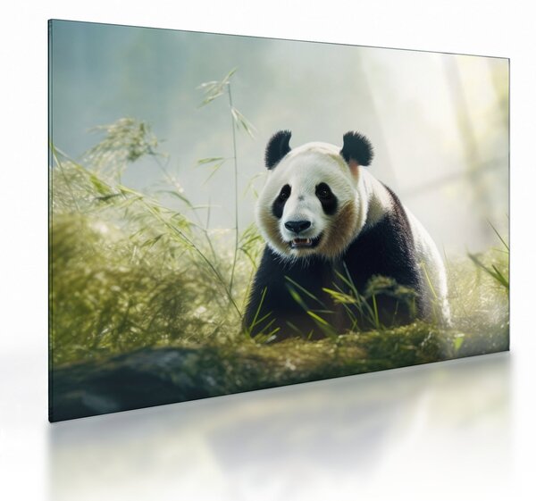 Tablou pe sticlă - Panda (70x50 cm)