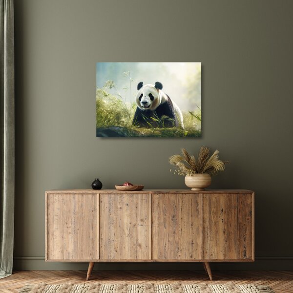 Tablou pe sticlă - Panda (70x50 cm)