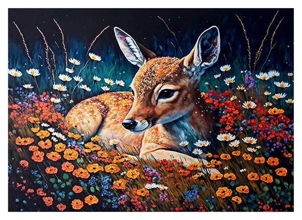 Tablou pe sticlă - Cerb pictat (70x50 cm)