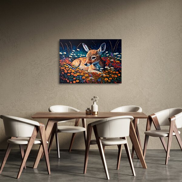 Tablou pe sticlă - Cerb pictat (70x50 cm)