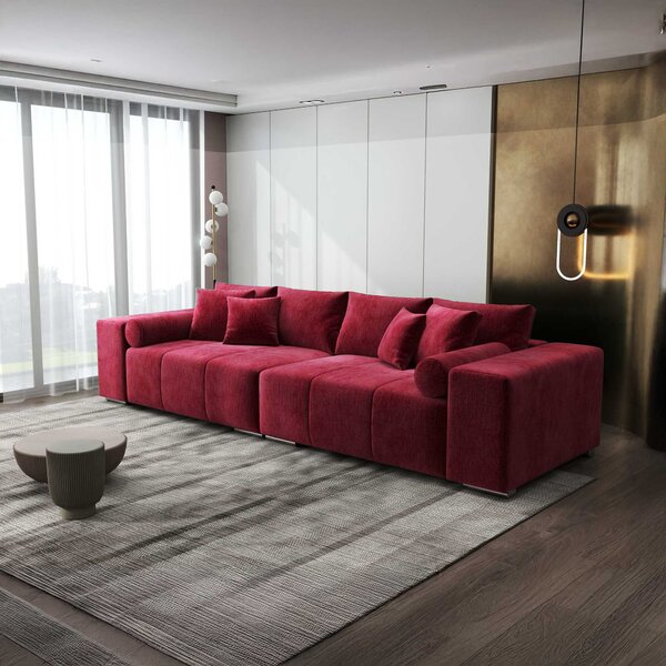 Canapea extensibilă dumonde cu ladă de depozitare Marbela XXL Monolith Rosu 295x120 cm