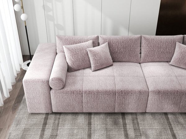 Canapea extensibilă dumonde cu ladă de depozitare Marbela XXL Monolith Roz Pudrat 295x120 cm