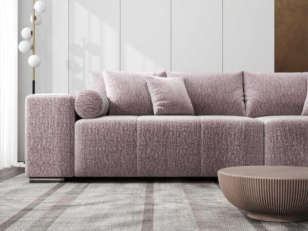 Canapea extensibilă dumonde cu ladă de depozitare Marbela XXL Monolith Roz Pudrat 295x120 cm
