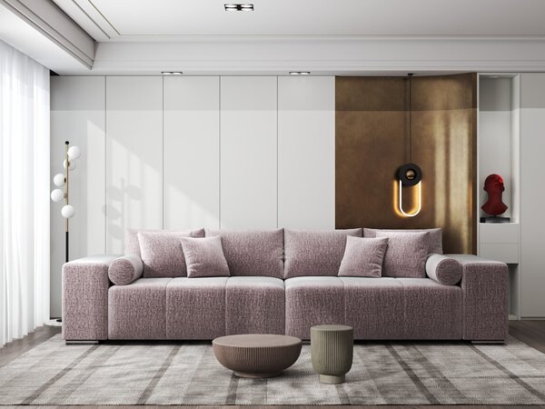 Canapea extensibilă dumonde cu ladă de depozitare Marbela XXL Monolith Roz Pudrat 295x120 cm
