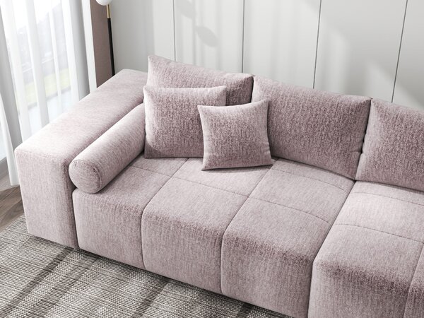 Canapea extensibilă dumonde cu ladă de depozitare Marbela XXL Monolith Roz Pudrat 295x120 cm