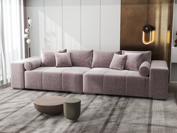 Canapea extensibilă dumonde cu ladă de depozitare Marbela XXL Monolith Roz Pudrat 295x120 cm