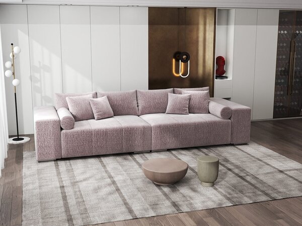 Canapea extensibilă dumonde cu ladă de depozitare Marbela XXL Monolith Roz Pudrat 295x120 cm