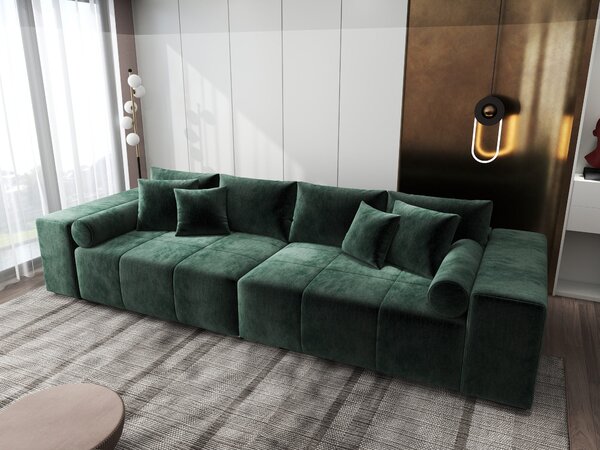 Canapea extensibilă dumonde cu ladă de depozitare Marbela XXL Monolith Verde 295x120 cm