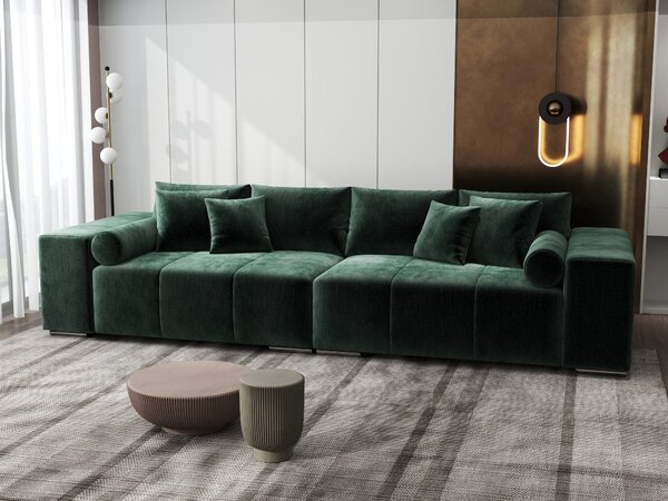 Canapea extensibilă dumonde cu ladă de depozitare Marbela XXL Monolith Verde 295x120 cm