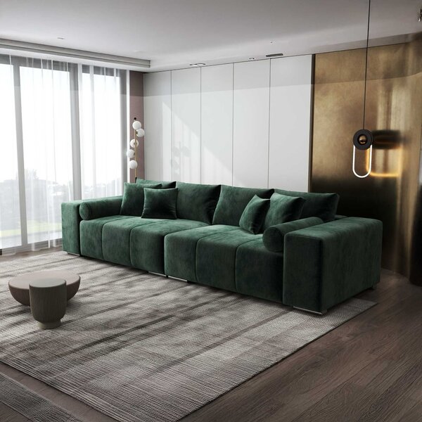 Canapea extensibilă dumonde cu ladă de depozitare Marbela XXL Monolith Verde 295x120 cm