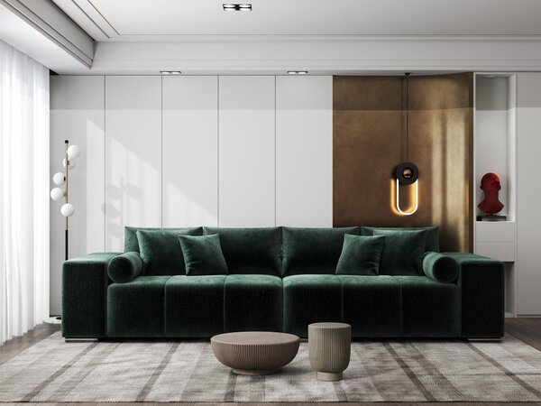 Canapea extensibilă dumonde cu ladă de depozitare Marbela XXL Monolith Verde 295x120 cm