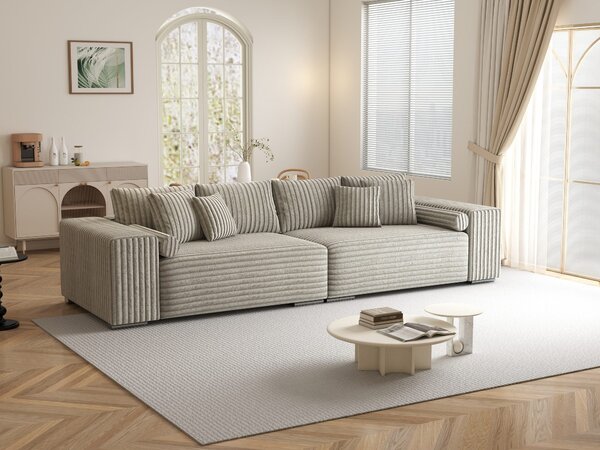 Canapea extensibilă dumonde cu ladă de depozitare Marbela XXL Tilia Gri- Bej 295x120 cm