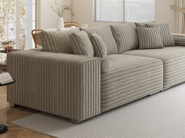 Canapea extensibilă dumonde cu ladă de depozitare Marbela XXL Tilia Gri- Bej 295x120 cm