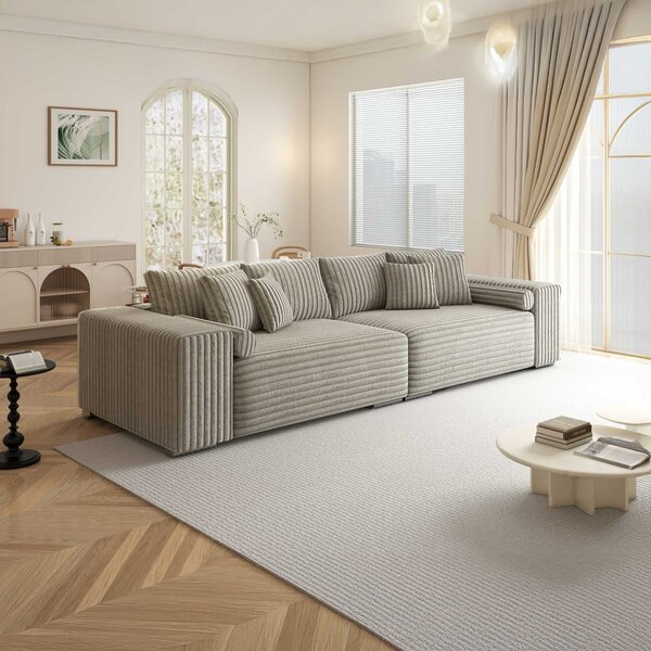 Canapea extensibilă dumonde cu ladă de depozitare Marbela XXL Tilia Gri- Bej 295x120 cm