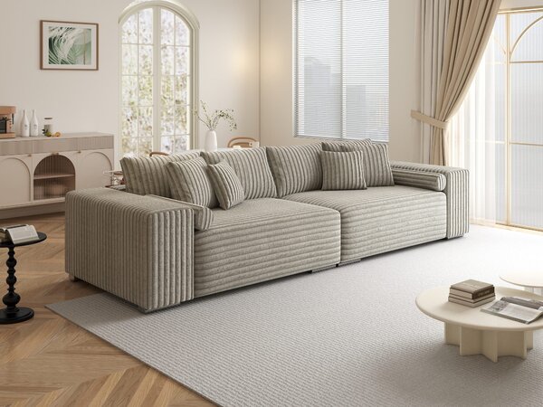 Canapea extensibilă dumonde cu ladă de depozitare Marbela XXL Tilia Gri- Bej 295x120 cm