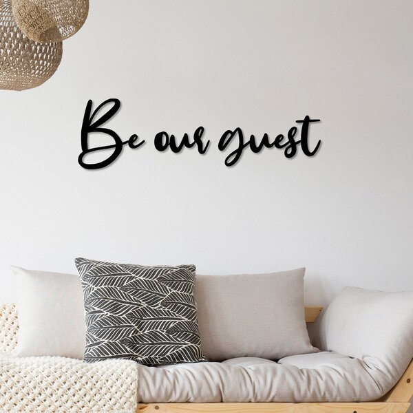 Decoratiune perete Be our Guest, metal 100%, negru, 65 x 19 cm