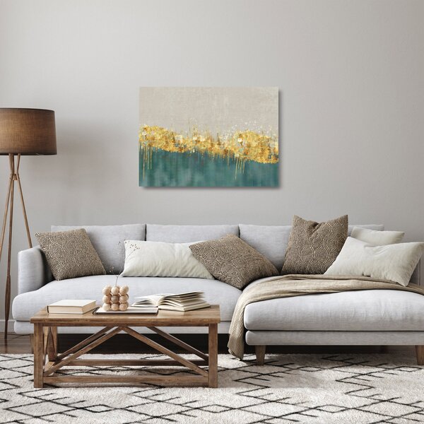 Tablou pe sticlă - Textura cu decor auriu (70x50 cm)