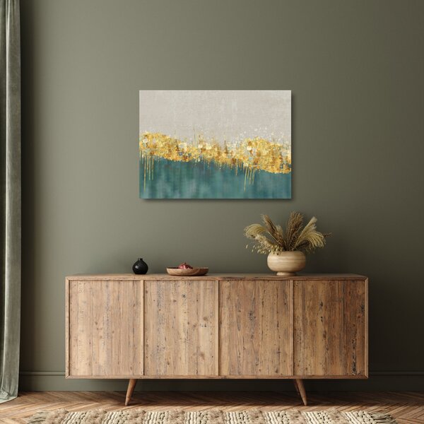 Tablou pe sticlă - Textura cu decor auriu (70x50 cm)