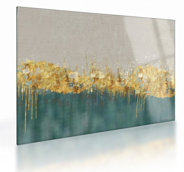 Tablou pe sticlă - Textura cu decor auriu (70x50 cm)