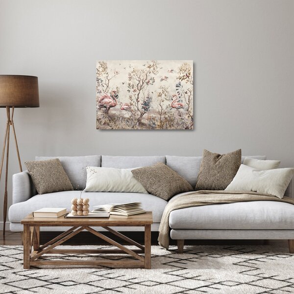Tablou pe sticlă - Desen de flamingo (70x50 cm)