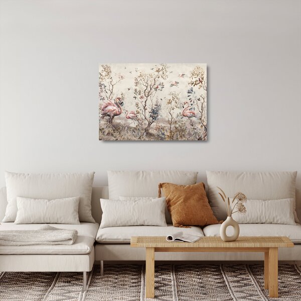 Tablou pe sticlă - Desen de flamingo (70x50 cm)