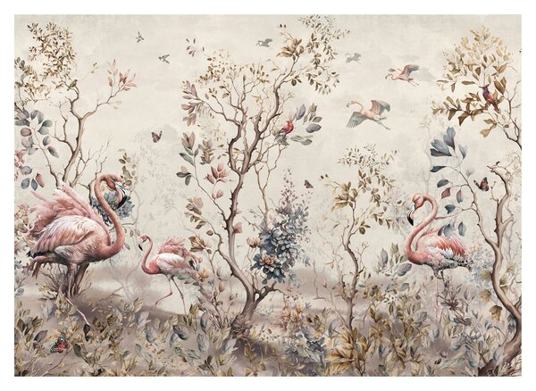 Tablou pe sticlă - Desen de flamingo (70x50 cm)