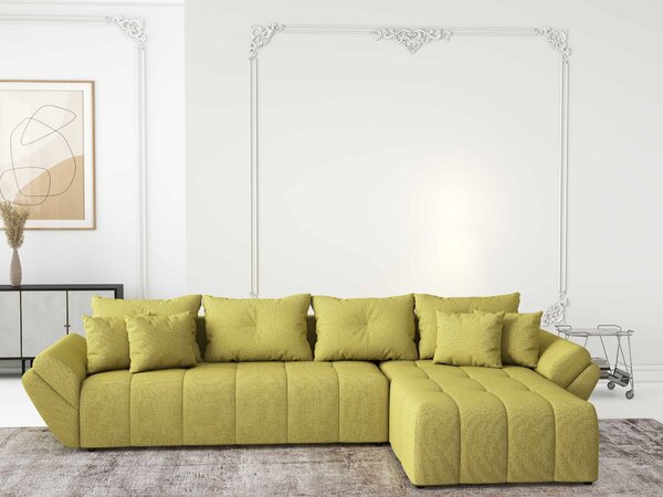 Colțar extensibil dumonde cu ladă de depozitare si sezut confortabil din spuma high-density, Berlin XL Enjoy Green 350x185 cm II