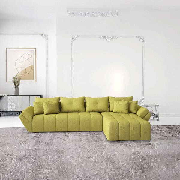 Colțar extensibil dumonde cu ladă de depozitare si sezut confortabil din spuma high-density, Berlin XL Enjoy Green 350x185 cm II