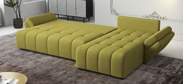 Colțar extensibil dumonde cu ladă de depozitare si sezut confortabil din spuma high-density, Berlin XL Enjoy Green 350x185 cm II