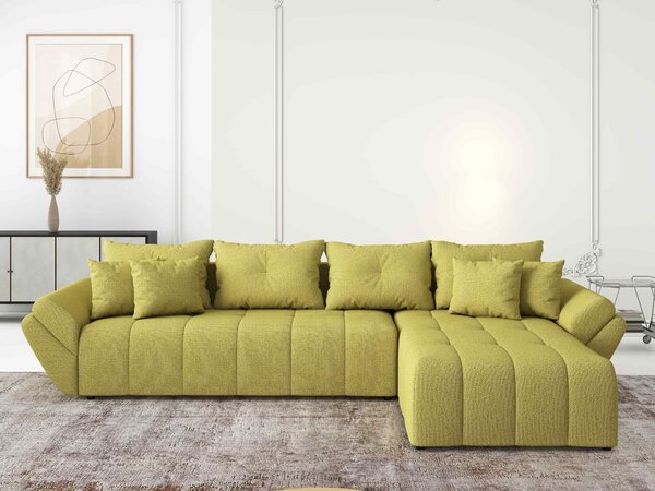 Colțar extensibil dumonde cu ladă de depozitare si sezut confortabil din spuma high-density, Berlin XL Enjoy Green 350x185 cm II
