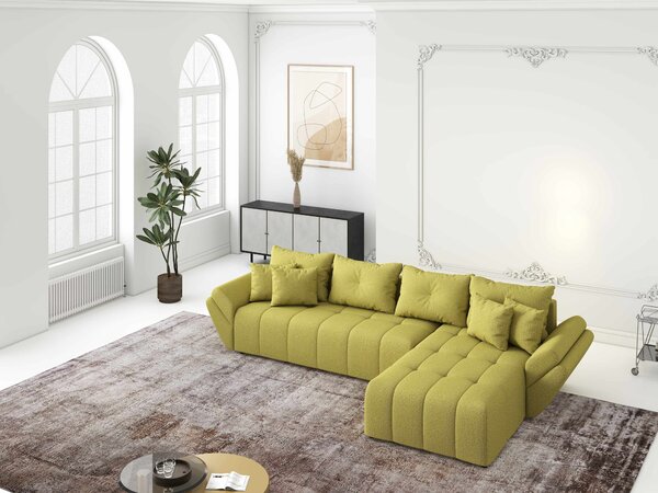 Colțar extensibil dumonde cu ladă de depozitare si sezut confortabil din spuma high-density, Berlin XL Enjoy Green 350x185 cm II