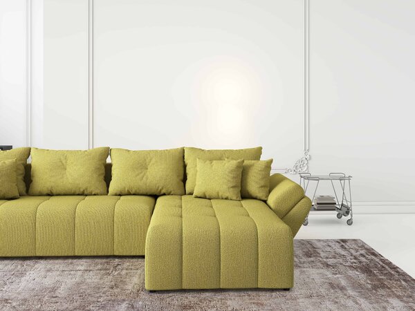 Colțar extensibil dumonde cu ladă de depozitare si sezut confortabil din spuma high-density, Berlin XL Enjoy Green 350x185 cm II