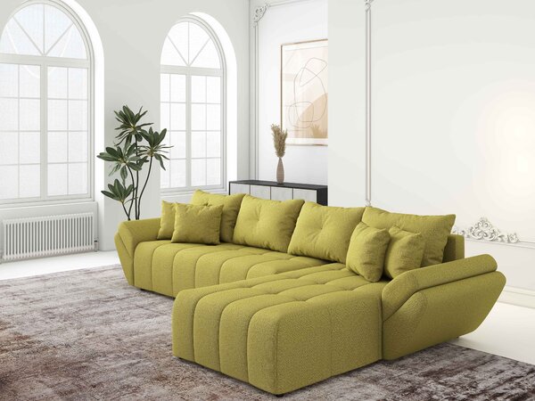 Colțar extensibil dumonde cu ladă de depozitare si sezut confortabil din spuma high-density, Berlin XL Enjoy Green 350x185 cm II
