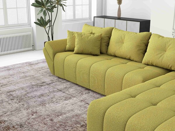 Colțar extensibil dumonde cu ladă de depozitare si sezut confortabil din spuma high-density, Berlin XL Enjoy Green 350x185 cm II