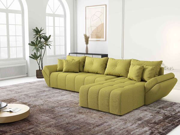 Colțar extensibil dumonde cu ladă de depozitare si sezut confortabil din spuma high-density, Berlin XL Enjoy Green 350x185 cm II