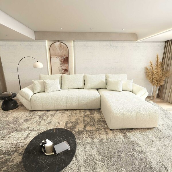 Colțar extensibil dumonde cu ladă de depozitare Berlin XL Jaguar Ivory 1 II 350x185 cm