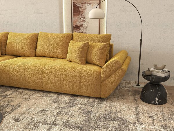 Colțar extensibil dumonde cu ladă de depozitare si sezut confortabil din spuma high-density, Berlin XL Jaguar Galben Mustar 350x185 cm