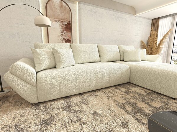 Colțar extensibil dumonde cu ladă de depozitare Berlin XL Jaguar Ivory 1 II 350x185 cm