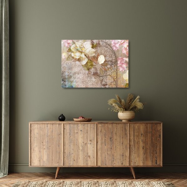 Tablou pe sticlă - Ornament de flori (70x50 cm)