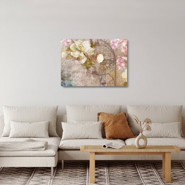 Tablou pe sticlă - Ornament de flori (70x50 cm)
