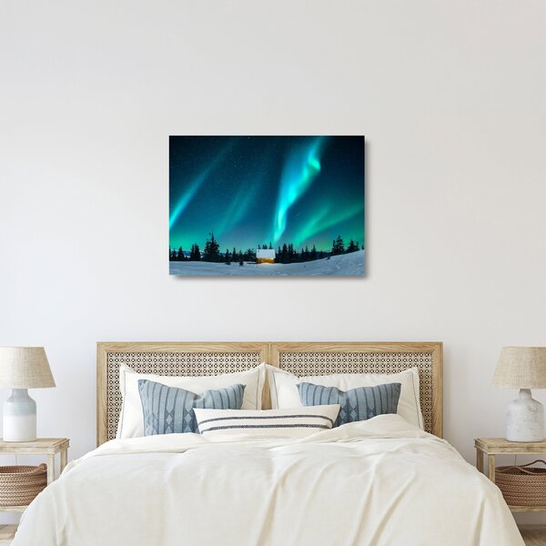 Tablou pe sticlă - Aurora Boreală (70x50 cm)