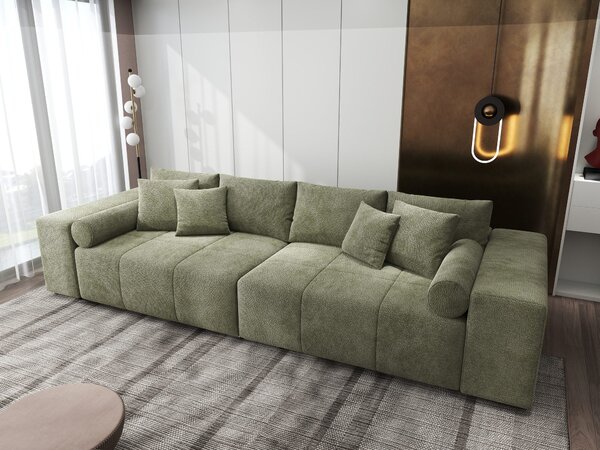 Canapea extensibilă dumonde cu ladă de depozitare Marbela XXL Vibe Olive 295x120 cm