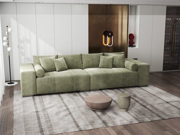 Canapea extensibilă dumonde cu ladă de depozitare Marbela XXL Vibe Olive 295x120 cm