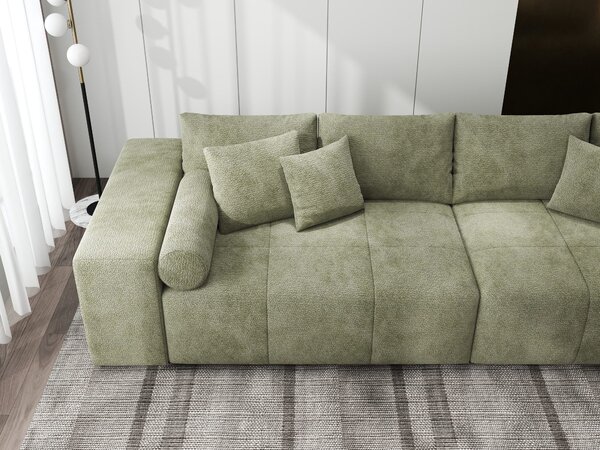 Canapea extensibilă dumonde cu ladă de depozitare Marbela XXL Vibe Olive 295x120 cm