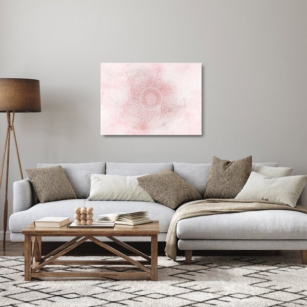 Tablou pe sticlă - Mandala roz (70x50 cm)