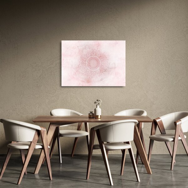 Tablou pe sticlă - Mandala roz (70x50 cm)