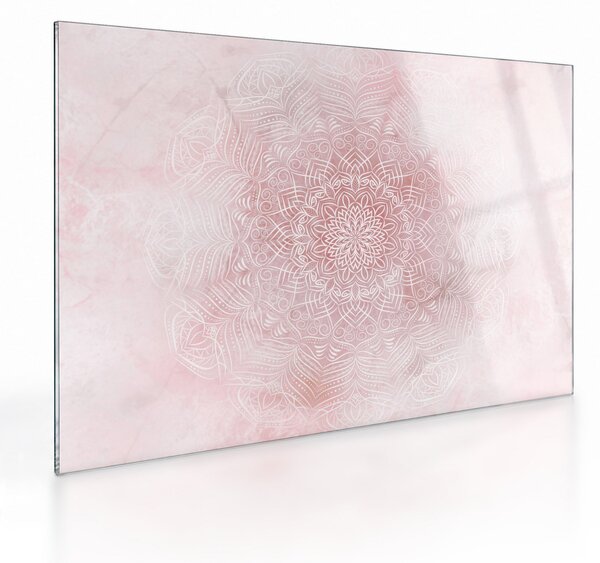 Tablou pe sticlă - Mandala roz (70x50 cm)